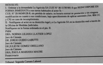 Mendoza: primera sentencia que ordena la reincorporación de un despedido